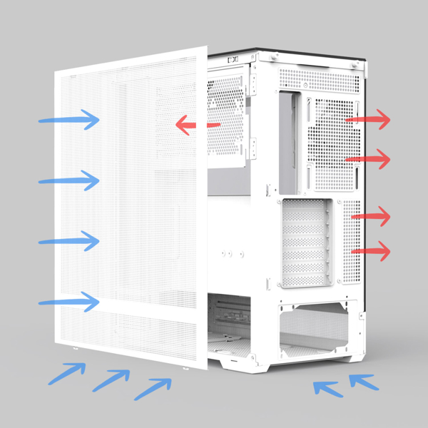 Computer Case Zalman P40 Prism, MidT, ATX, mATX, Mini-ITX, USB Type-C, USB, HD Audio, White