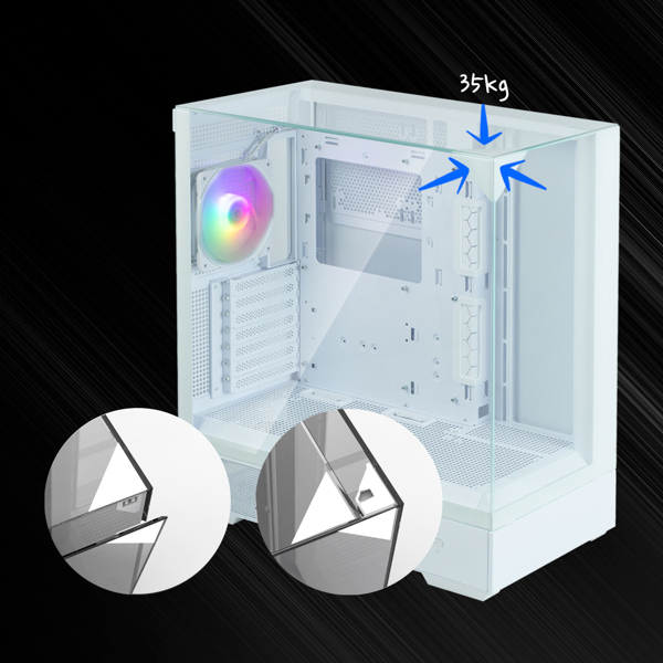 Computer Case Zalman P40 Prism, MidT, ATX, mATX, Mini-ITX, USB Type-C, USB, HD Audio, White
