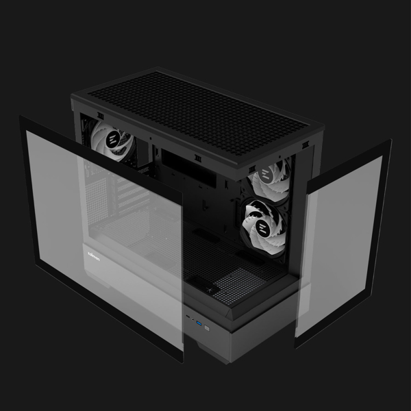 Computer Case Zalman P30 V2, MiniATXT, mATX, Mini-ITX, USB, Type-C, Mic/Headphone Jack, Black