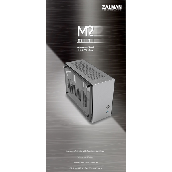 Computer Case Zalman M2 Mini ATX Tower, USB, Type-C, Silver