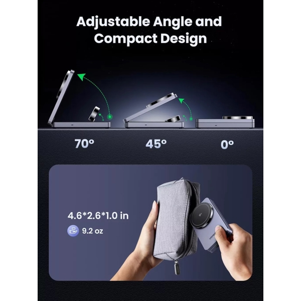 UGREEN W707 (45025) Qi2 MagFlow, 15W, Wireless Charging Station With 30W Type-C Charger, Space gray