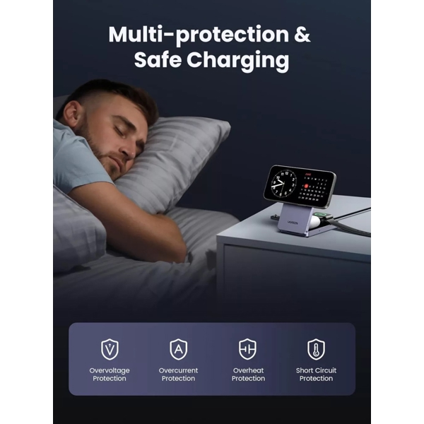 UGREEN W707 (45025) Qi2 MagFlow, 15W, Wireless Charging Station With 30W Type-C Charger, Space gray