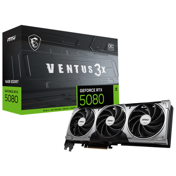 ვიდეო დაფა MSI 912-V531-264 VENTUS 3X OC, GeForce RTX5080, 16GB, 256Bit, DP, HDMI, Black