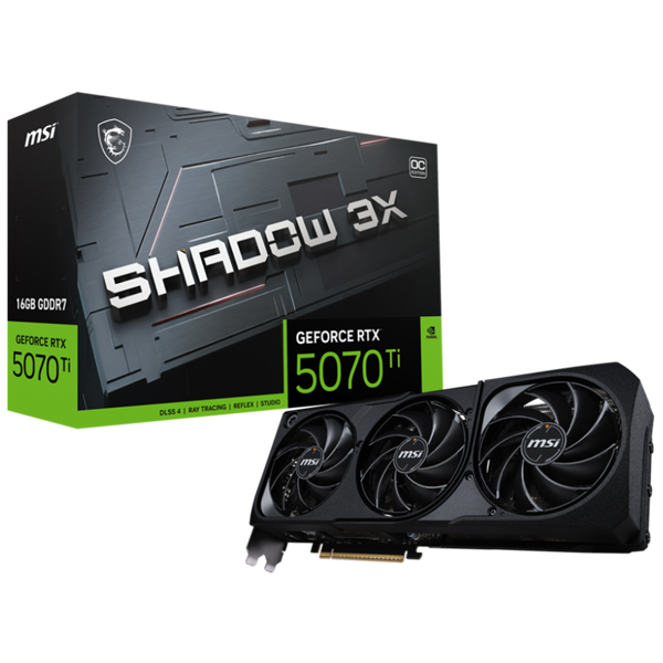ვიდეო დაფა MSI 912-V531-085 Ti SHADOW 3X OC, GeForce RTX5070, 16GB, 256Bit, DP, HDMI, Black