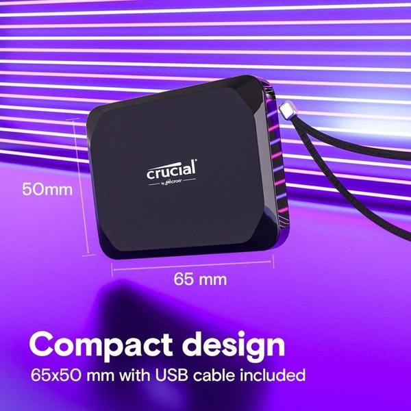 გარე მყარი დისკი Crucial CT1000X9SSD9 X9, 1TB, External SDD, USB 3.2, Black