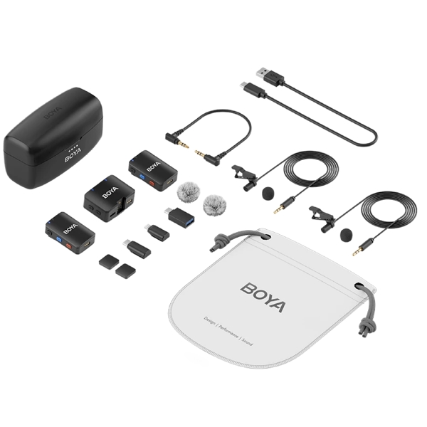 Wireless Microphone Boya BOYAMIC, USB-C, Lightning, 3.5mm, Black 