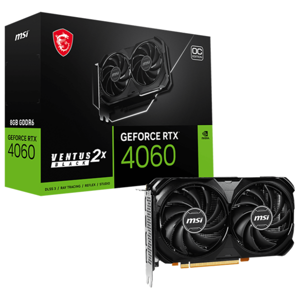 ვიდეო დაფა MSI 912-V516-209 VENTUS 2X, GeForce RTX4060, 8GB, 128Bit, DP, HDMI, Black