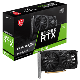 ვიდეო დაფა MSI 912-V812-055 VENTUS 2X E OC, GeForce RTX3050, 6GB, 96Bit, DP, HDMI, Black