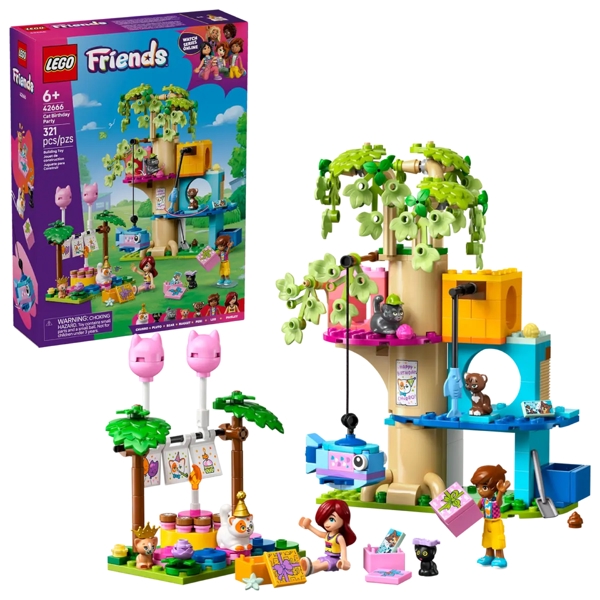 ასაწყობი კონსტრუქცია Lego 42666 Friends Cat Birthday Party & Tree House, Prefabricated Construction