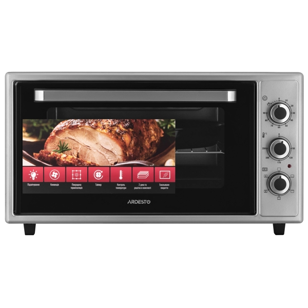 ელექტრო ღუმელი Ardesto MEO-F48CGR, 1600W, 48L, Electric Oven, Grey