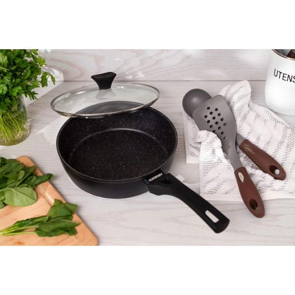 ტაფა Ardesto AR1224A Gemini Livorno, 24cm, Deep Fry Pan With Lid, Black