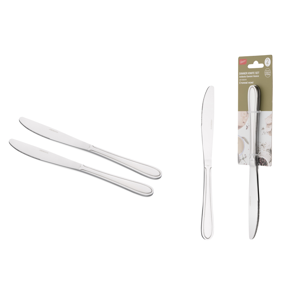 დანების ნაკრები Ardesto AR1906VK Gemini Venice, 2pcs, Table knives Set, Stainless Steel