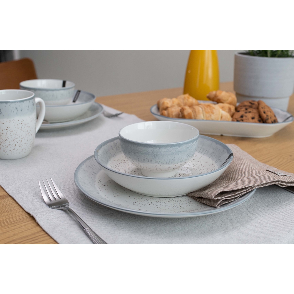 სადილის თეფში Ardesto AR2927SW Siena, 27cm, Dinner Plate, White/Grey