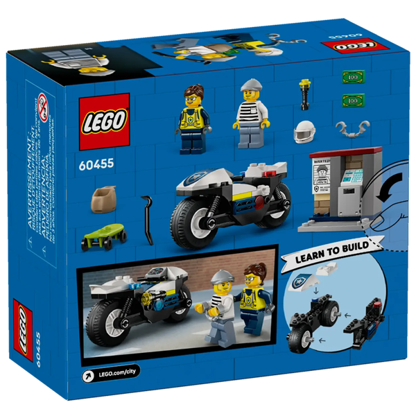 ასაწყობი კონსტრუქცია Lego 60455, Police Motorcycle Chase, Prefabricated Construction