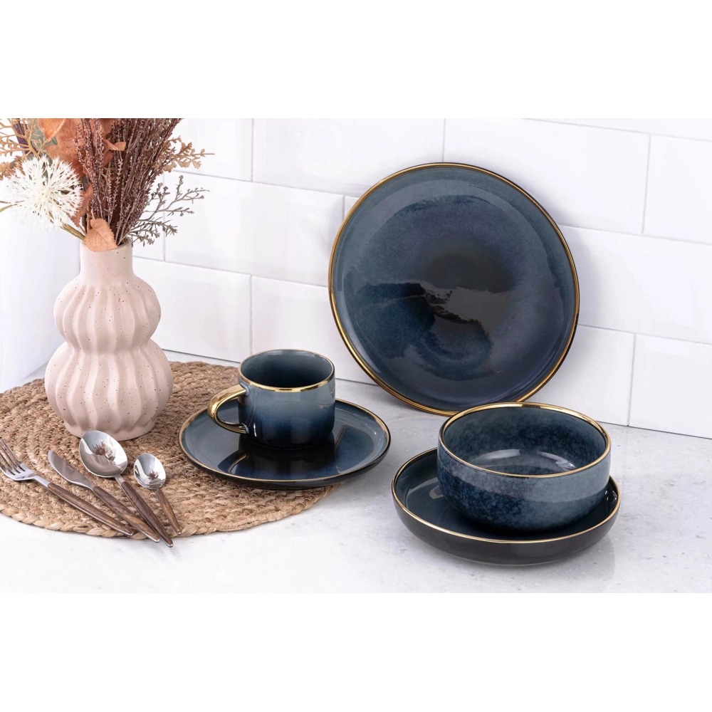 დესერტის თეფში Ardesto AR2920AB Andria, 20.1cm, Dessert Plate, Blue/Gray