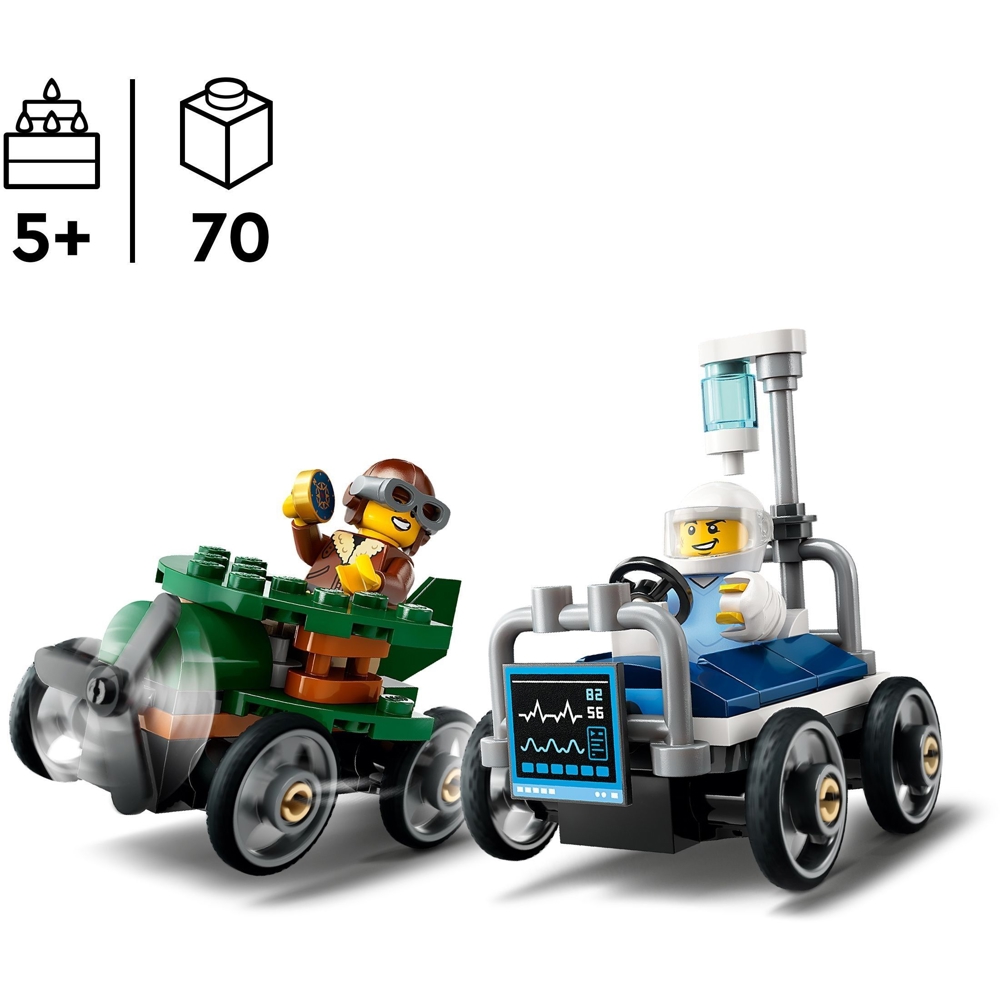 ასაწყობი კონსტრუქცია Lego 60459, Airplane vs. Hospital Bed Race Car Pack, Prefabricated Construction