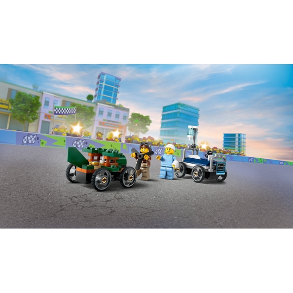 ასაწყობი კონსტრუქცია Lego 60459, Airplane vs. Hospital Bed Race Car Pack, Prefabricated Construction