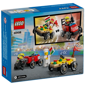 ასაწყობი კონსტრუქცია Lego 60458, Pizza vs. Fire Truck Race Car Pack, Prefabricated Construction