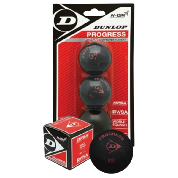 Squash Ball Dunlop 627DN700104 PROGRESS, 3Pcs, Black