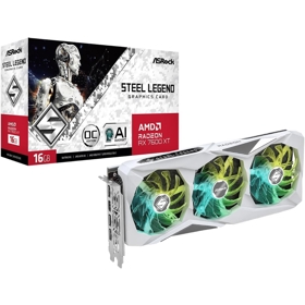 Graphic Card ASRock 90-GA4ZZZ-00UANF Steel Legend OC, RX 7600 XT, 16GB, 128-bit, DP, HDMI, White