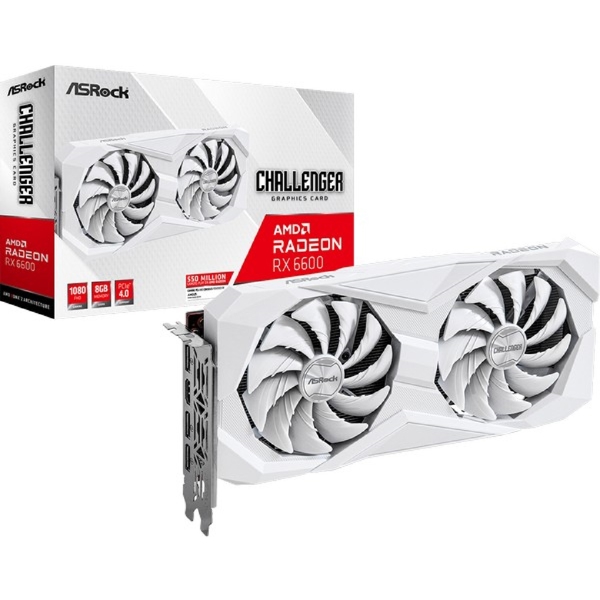 Graphic Card ASRock 90-GA4UZZ-00UANF Challenger, RX 6600, 8GB, 128-bit, DP, HDMI, White