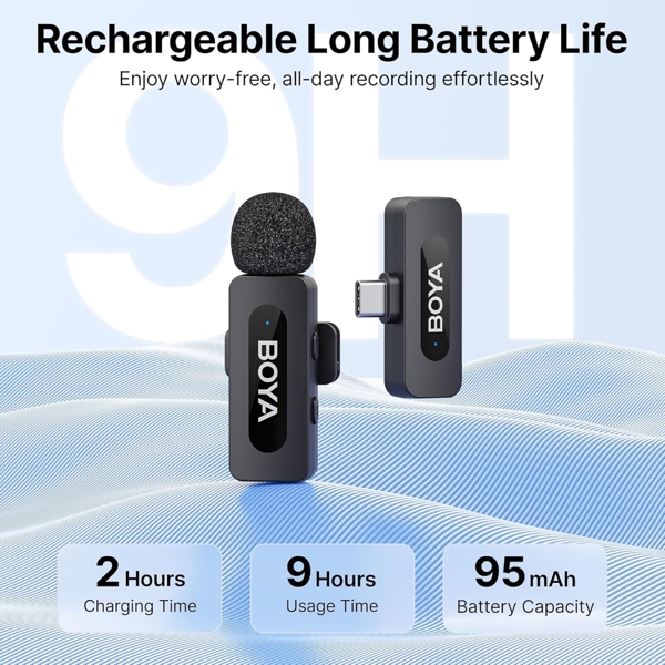 Wireless Microphone Boya BY-V10,  USB-C, Black