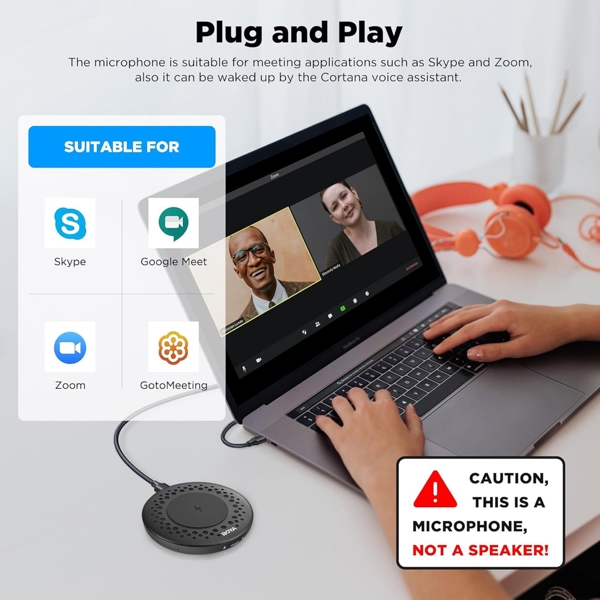 აუდიო საკონფერენციო სისტემა Boya Blobby, USB-C, 3.5mm, Audio Conference System, Black