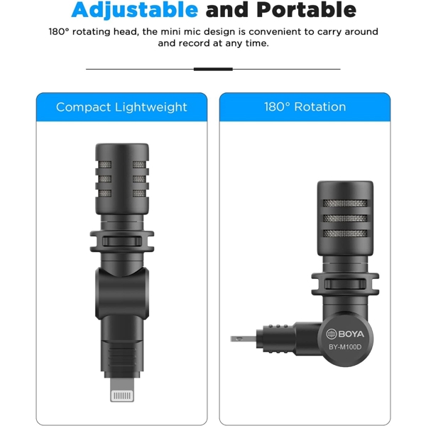 Wireless Microphone Boya BY-M100D, Lightning, Black