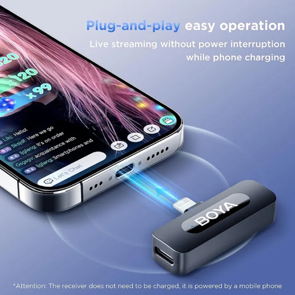 Wireless Microphone Boya BY-V1, Lightning, USB-C, Black