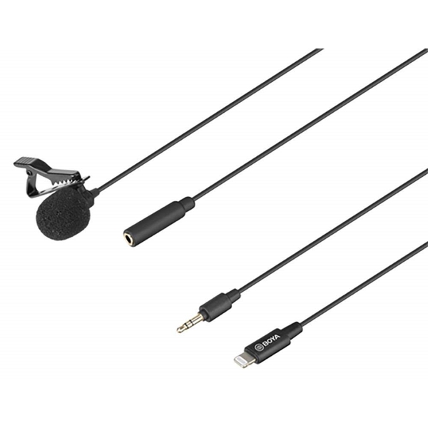 მიკროფონი Boya BY-M2, Wired Microphone, Lightning, 3.5mm, Black