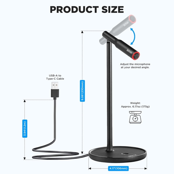 მიკროფონი Boya BY-CM1, Microphone, USB-C, Black