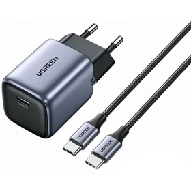 GaN Fast Charger UGREEN CD319 (25257) Nexode, 30W, Type-C with Type-c Cable 1m, GaN Fast Charger, Gray