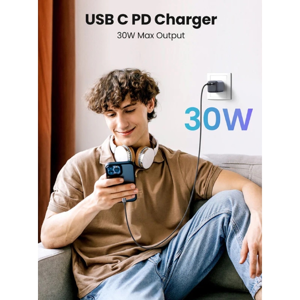 GaN Fast Charger UGREEN CD319 (25257) Nexode, 30W, Type-C with Type-c Cable 1m, GaN Fast Charger, Gray