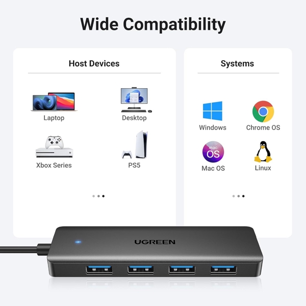 UGREEN CM219 (25851), USB 3.0 hub, Black