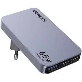 მობილურის დამტენი UGREEN X753 (25356) Nexode Pro, 65W, USB, Type-C, Ultra Slim Travel Adapter, Grey