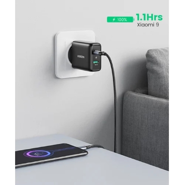 მობილურის დამტენი UGREEN CD161 (10216), 36W, USB, Fast Charger, Black