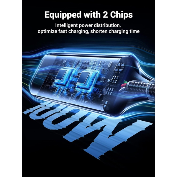 USB კაბელი UGREEN US561 (35087), 100W, Type-C to Type-C Cable, 1.5m, Grey