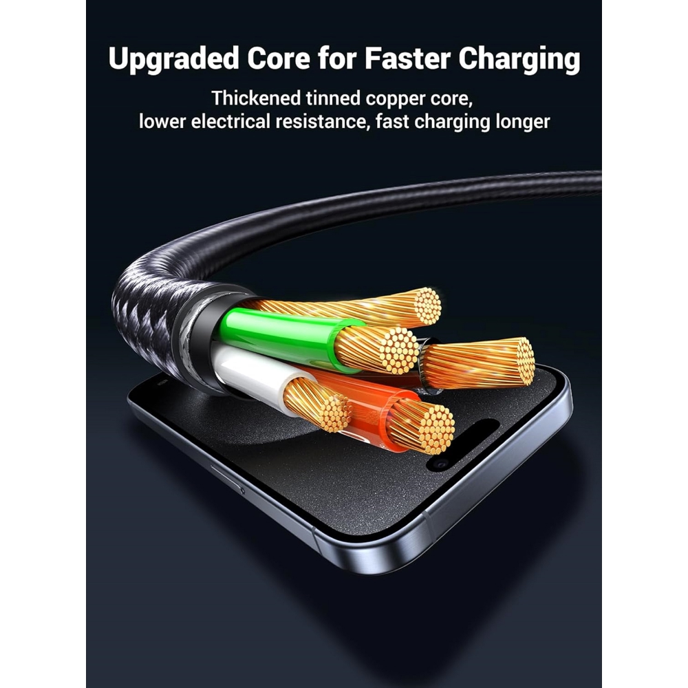 Fast Charging Cable UGREEN US561 (35087), 100W, Type-C to Type-C, 1.5m, Grey