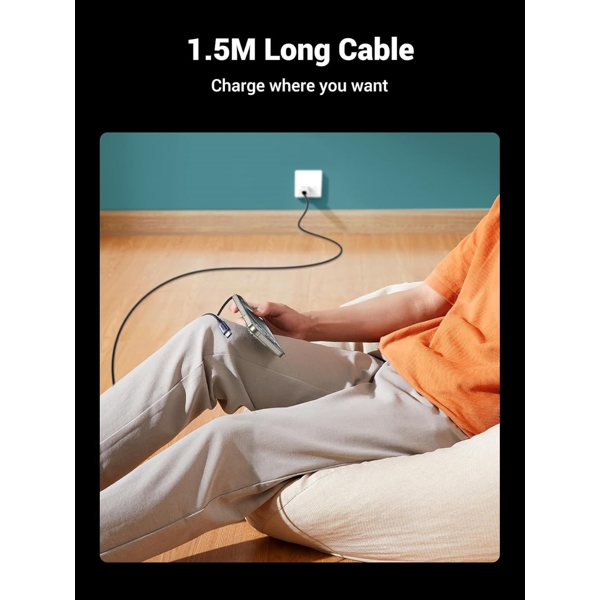 USB კაბელი UGREEN US561 (35087), 100W, Type-C to Type-C Cable, 1.5m, Grey