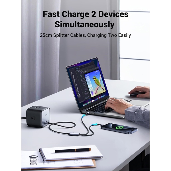 USB კაბელი UGREEN US561 (35087), 100W, Type-C to Type-C Cable, 1.5m, Grey