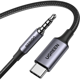 Audio Cable UGREEN CM734 (35056), Type-C to 3.5mm Aux Cable, 1M, Grey