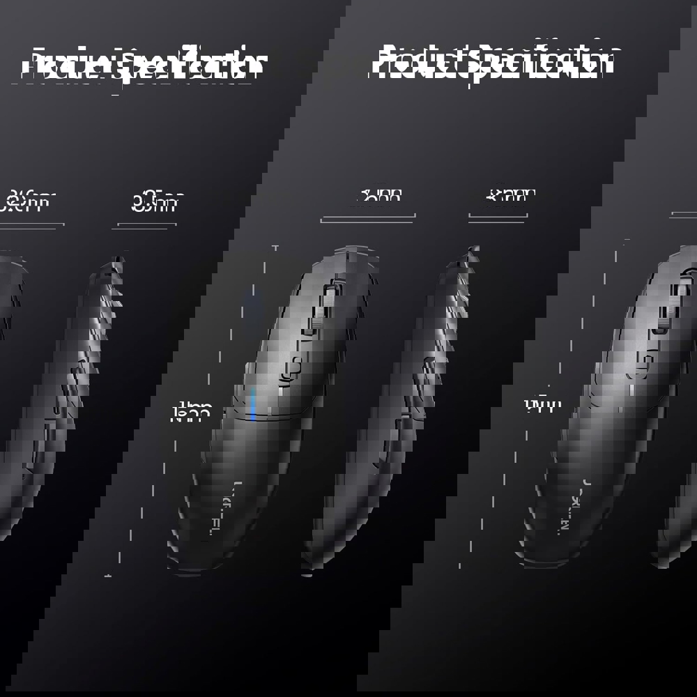 მაუსი UGREEN MU103 (90539), Wireless, 2.4GHz, Bluetooth, USB, Mouse, Black