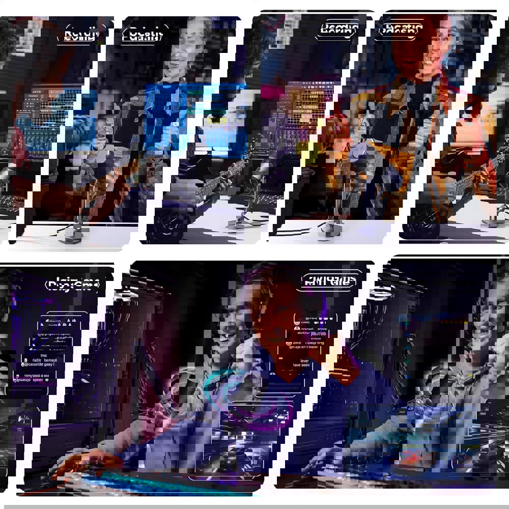 მიკროფონი UGREEN CM769 (35629), Microphone for PC, RGB, USB, 3.5mm, Black