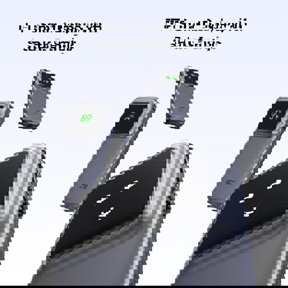 პორტატული დამტენი UGREEN PB511 (35603B) Uno, 10000mAh 30W, USB, Type-C, Power Bank With Built In Cable, Grey