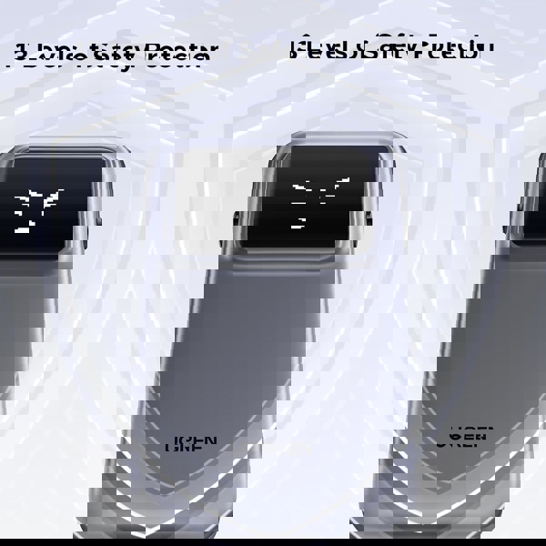 პორტატული დამტენი UGREEN PB511 (35603B) Uno, 10000mAh 30W, USB, Type-C, Power Bank With Built In Cable, Grey