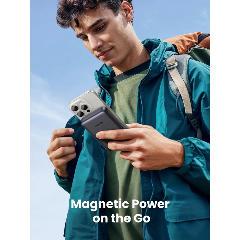 პორტატული დამტენი UGREEN PB761 (45763), 10000mAh 30W, Magnetic Wireless Power Bank, Black