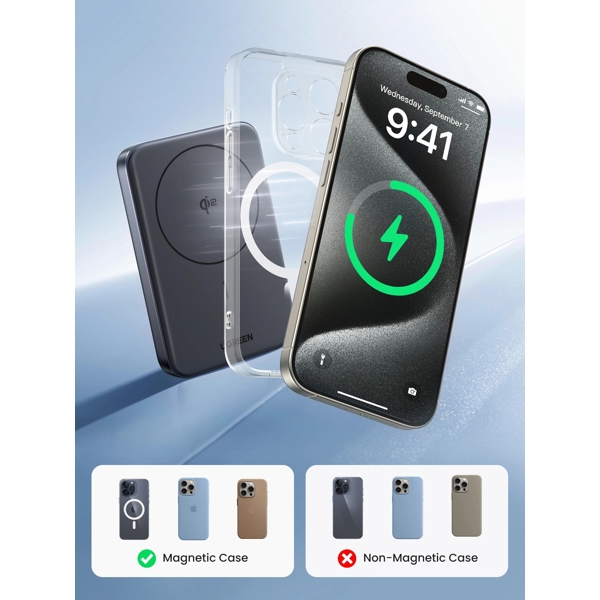 პორტატული დამტენი UGREEN PB761 (45763), 10000mAh 30W, Magnetic Wireless Power Bank, Black