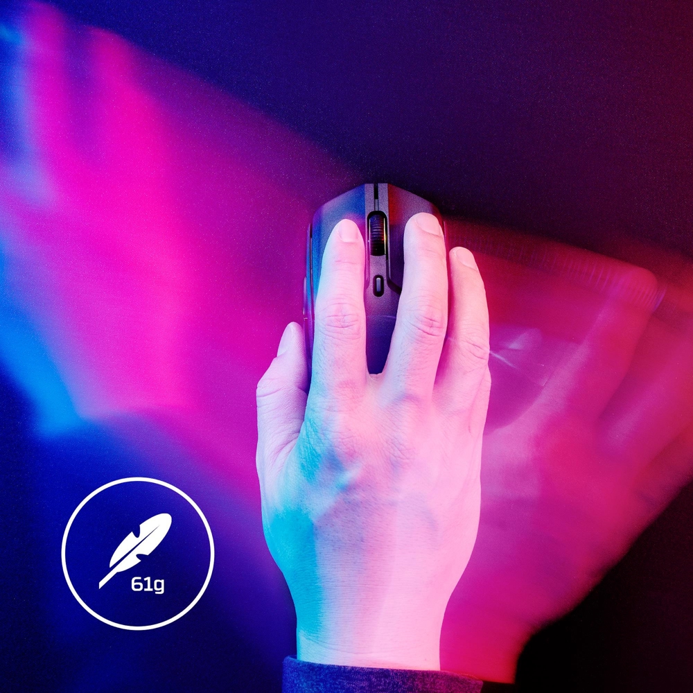 მაუსი HyperX 6N0B0AA Pulsefire Haste 2, Wireless, Bluetooth, USB-C, Gaming Mouse, Black