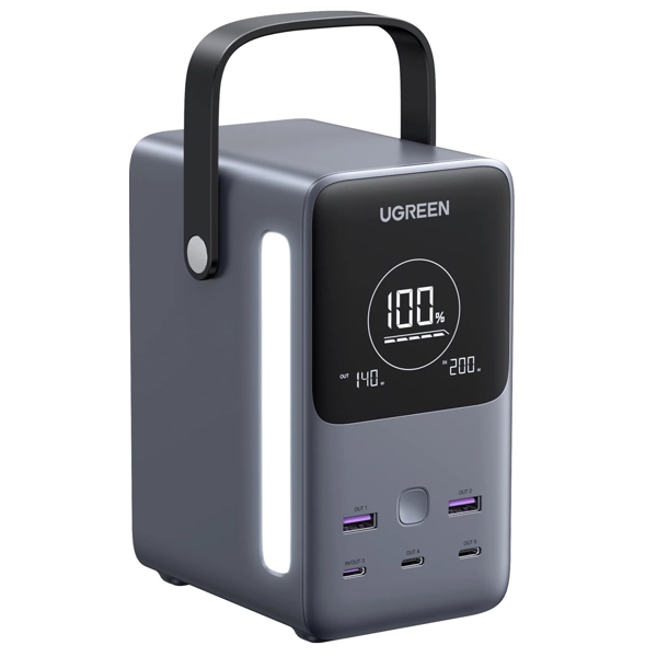 პორტატული დამტენი UGREEN PB770 (25286), 48000mAh, USB-A, USB-C, Power Bank With Smart Digital Display, Grey