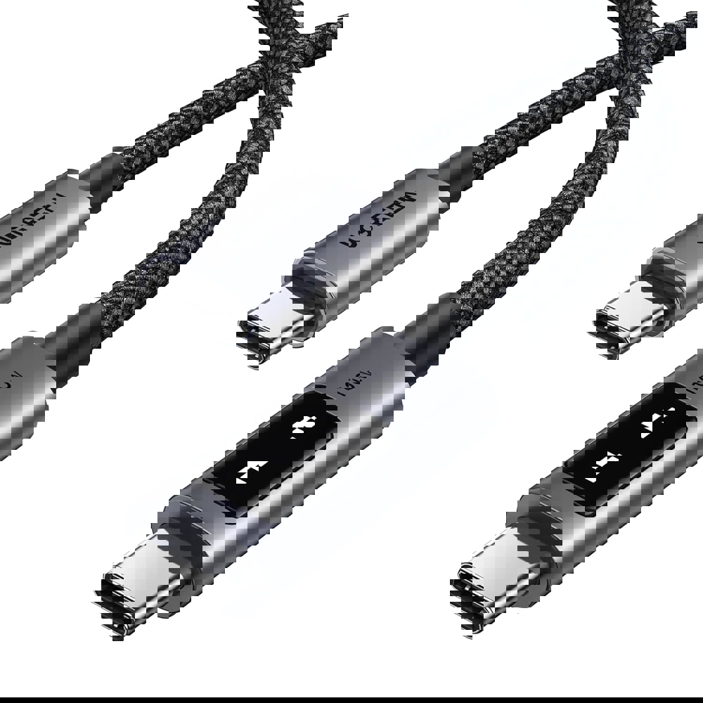 USB კაბელი UGREEN Uno L509 (45612), 100W, Type-C to Type-C Cable, 0.5M, Black/Grey